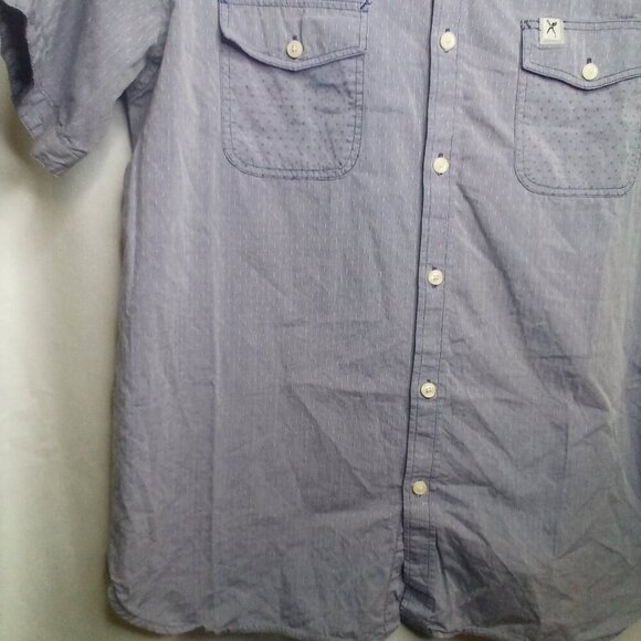 Marc Ecko Shirt M Men Short Sleeve Button Up Pockets Blue - Picture 9 of 14